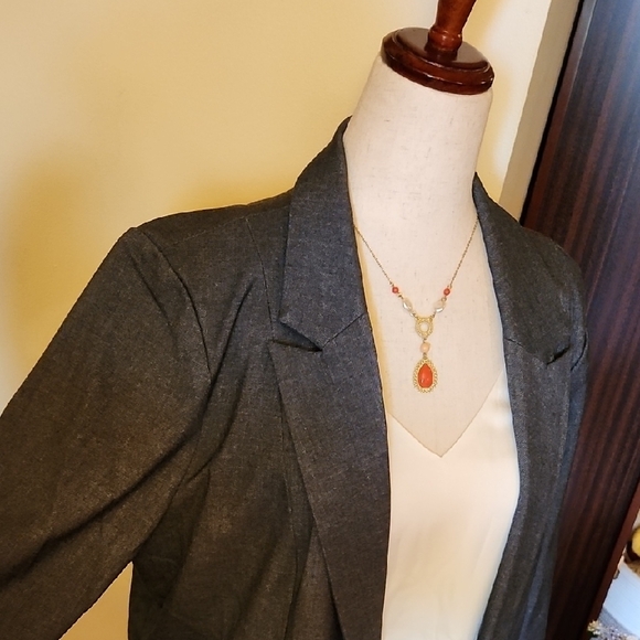 Skies Are Blue Dark Gray Blazer with Notched Lapel Boyfriend Fit, Size XL - Picture 8 of 15